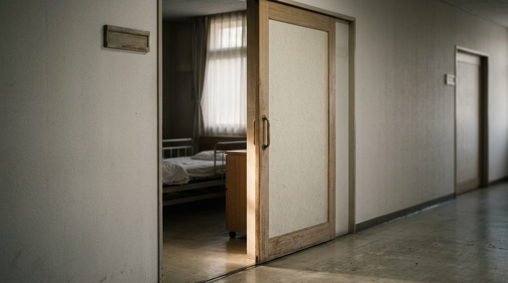 半分開いた病室のドアからこぼれる柔らかい光